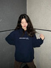 馨顏藏青色連帽衛衣女春秋季2025年新款薄外套秋冬季加絨加厚慵懶上衣 藏青色薄款  S 建議110斤內 曬單實(shí)拍圖