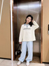 小豬彼特女童秋裝套裝2025新款洋氣時髦兒童春秋衛(wèi)衣學院風初中生女孩韓版 5013米白色 120 cm 曬單實拍圖