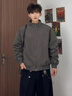 杉努外套男春秋款美式潮牌立領休閑夾克廓形cleanfit寬松工裝飛行服 26188灰色 XL 曬單實拍圖