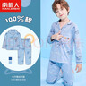 南極人兒童睡衣春夏長(cháng)袖長(cháng)褲男童翻領(lǐng)家居服套裝寶寶睡衣 藍色小車(chē) 160 曬單實(shí)拍圖