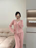莫代爾睡衣女春秋季長(cháng)袖純棉2025新款純欲風(fēng)帶胸墊一體性感豆沙兩件套裝 105-D【豆沙】帶胸墊 L 曬單實(shí)拍圖
