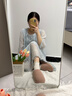 樸西冬季保暖居家悠居棉拖鞋細柔玉兔絨女防滑燈芯絨紋家用情侶款棉拖 櫻花粉 38-39 曬單實(shí)拍圖