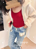 好奇蜜斯（Miss Curiosity）羊毛保暖內衣女發(fā)熱莫代爾肌底衣秋冬內搭帶胸墊加絨秋衣 胭脂紅 L 曬單實(shí)拍圖