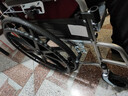 輪椅折疊帶坐便 全躺半躺老人便攜旅行輕便手動(dòng)推車(chē) 癱瘓老人專(zhuān)用 【三檔調節】皮革-一體輪（半躺）送餐桌+坐便 曬單實(shí)拍圖