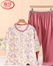 浪莎（LangSha）中老年人純棉睡衣套裝女七分袖開(kāi)衫睡衣老人睡褲媽媽大碼家居服夏 深粉 6XL 建議180-200斤 曬單實(shí)拍圖