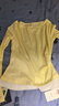 Olrain歐芮兒黃色法式T恤女裝秋季新款假兩件一字領(lǐng)溫柔風(fēng)上衣 杏色 M 曬單實(shí)拍圖