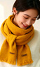 恒源祥山羊絨紅色圍巾冬季女2024新款圍脖韓版情侶學(xué)生保暖高級感披肩厚 姜黃色[復古皮標] 曬單實(shí)拍圖