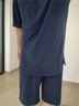 京東京造【10A抗菌】50支棉莫代爾涼感睡衣男睡衣短袖T恤家居服套裝黛藍M 曬單實拍圖