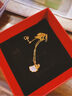 中國黃金（CHINA GOLD）18K金銀杏葉項鏈女款三生有幸吊墜飾品生日送女友38婦女節禮物 【京速達】18K金三生有杏吊墜【贈銀鏈】約0.2g 曬單實(shí)拍圖