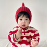 貝娜茜嬰兒帽子秋冬季寶寶毛線(xiàn)帽針織帽嬰幼兒護耳帽保暖冬季男女新款小 尖尖帽-紅色 1-18個(gè)月（38--47.5CM） 曬單實(shí)拍圖