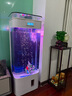 美諾魚缸客廳半圓型魚缸屏風(fēng)大中小型家用落地式玻璃金魚缸生態(tài)免換水 白色 50*40*138 曬單實拍圖