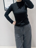 婷美（GRACEWELL）半高領(lǐng)女士打底衫女秋冬季內搭長(cháng)袖修身高彈打底內衣薄款上衣QS 曬單實(shí)拍圖