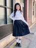 優(yōu)優(yōu)1點(diǎn)（Yoyo one）女童針織連衣裙兒童春秋季洋氣百褶裙大童2025新款女孩學(xué)院風(fēng)套裝 19801米白+4457黑【套裝】 160 160cm 曬單實(shí)拍圖