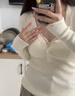 妙奕嘉針織衫女打底衫內搭可外穿洋氣長(cháng)袖t恤女潮流女裝秋季上衣女韓版 杏色v領(lǐng)顯瘦針織衫【不含蕾絲內搭】 均碼 曬單實(shí)拍圖