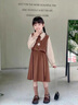G.DUCKKIDS學(xué)院風(fēng)女童連衣裙春秋2025新款洋氣女寶春裝潮搭兒童裙子春季童裝 咖色 90 cm 曬單實(shí)拍圖