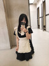 WITH PUJI【kisskiss】withpuji原創(chuàng  )設計女仆裝古早風(fēng)倒褶花邊op送蝴蝶結lo 黑色短款op送蝴蝶結 現貨 L 曬單實(shí)拍圖