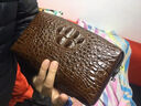 歐倫馳品牌鱷魚皮手拿包男士時(shí)尚長(zhǎng)款錢包商務(wù)休閑手抓男包高檔手包 棕色頭部 曬單實(shí)拍圖