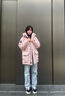 波司登（BOSIDENG）25新款極寒羽絨服女短款90鵝絨收腰顯瘦連帽保暖外套B250242302 冰穹提花粉9EC3 XS 155/80A 體重約100斤以?xún)?曬單實(shí)拍圖
