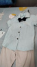 GOKU兒童禮服春夏裝新款韓版條紋背帶褲幼兒園合唱演出服套裝男童西裝 綠色 110 曬單實(shí)拍圖