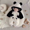 G.duck嬰兒秋冬連體衣套裝寶寶衣服冬天加厚棉服嬰幼兒冬裝熊貓外出哈衣 毛絨熊貓爬服 73cm 模特碼身高67重17穿73合身 曬單實(shí)拍圖