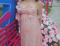 UR【鐘楚曦聯(lián)名款】2025秋季新款女度假風碎花連衣裙UYL750117 粉橙印花 (領口偏低) L 曬單實拍圖