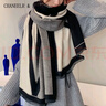 CHANEELR & KARITH披肩女外搭保暖秋冬圍巾女兩用空調房送女生老婆輕奢生日圣誕禮物 輕奢時(shí)尚百搭ck風(fēng)【黑米拼色】 曬單實(shí)拍圖