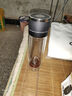 ihold一鍵開蓋雙層玻璃杯防燙男士耐高溫速開飲用水杯子辦公泡茶杯車載 金剛黑 350ml 曬單實拍圖