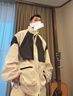 UUCSCC秋季嘻哈潮牌寬松飛行員夾克美式街頭立領(lǐng)運動(dòng)服棒球外套男 白色 L  130-150斤 曬單實(shí)拍圖