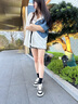 星期六（St&Sat）品牌黑白熊貓板鞋女2025秋季新款小白鞋真皮厚底鞋子運動(dòng)休閑女鞋 黑色 36 曬單實(shí)拍圖