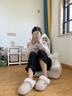樸西2025新款棉拖鞋女冬季毛絨保暖居家室內情侶男家用厚底防滑防臭 米白色 38-39 曬單實(shí)拍圖