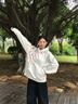 燦圖美式潮流重磅衛(wèi)衣女春秋季新款寬松連帽衫外套設(shè)計(jì)感運(yùn)動(dòng)上衣服 白灰色 L 曬單實(shí)拍圖