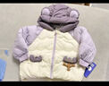迷你巴拉冬新款男女童插肩袖連帽羽絨服寶寶厚款保暖外套 粉紫70013 90 曬單實(shí)拍圖