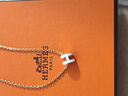 愛馬仕（HERMES）Mini Pop H項(xiàng)鏈 玫瑰金鏈條橢圓立體琺瑯項(xiàng)鏈送女友節(jié)日送禮 白色玫瑰金H147992FO49 鏈長40cm吊墜0.7*0.9cm 曬單實(shí)拍圖