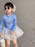 Dudant國際品牌女童連體泳衣洋氣游泳衣夏裝2025新款小女孩長袖防曬泳裝 藍(lán)色送泳帽 100 cm 曬單實(shí)拍圖