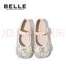 百麗童鞋女童皮鞋春秋兒童公主鞋女孩寶寶水晶鞋單鞋 米色27 曬單實(shí)拍圖