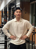MUSCLEDOG肌肉狗POLO長(cháng)袖T恤男2025秋季新品美式純色寬松運動(dòng)訓練健身上衣 米白色 XL 曬單實(shí)拍圖