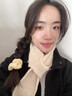恒源祥少女小圍巾奶白色針織毛線(xiàn)女秋冬季懶人護頸交叉短絲巾圍脖配大衣 純色穿孔領(lǐng)巾-奶白 曬單實(shí)拍圖