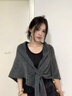 啄木鳥(niǎo)春秋冬慵懶風(fēng)含羊毛三角圍巾女護頸保暖圍脖純色大披肩空調房外搭 【三角披肩】深灰色 含12%棉羊毛 曬單實(shí)拍圖