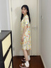 棉綢睡裙女夏薄款2025新款睡衣韓版甜美少女網(wǎng)紅家居外穿裙子QM 白底彩花2301 均碼 (90-140斤內穿) 曬單實(shí)拍圖