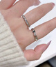 DRAGBOLL鉆戒女對戒紙短情長情侶戒指活口可調(diào)節(jié)結(jié)婚求婚送女友生日禮物 白金色一對莫桑石-開口可調(diào)節(jié) 曬單實(shí)拍圖