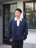 Calvin KleinJeans25秋季新款男士美式復(fù)古風(fēng)ck撞色V領(lǐng)寬松POLO針織衫4RD303G CEF-藏藍(lán) L 曬單實(shí)拍圖
