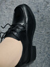 金利來(lái)（Goldlion）女鞋2025秋季新款英倫風(fēng)牛皮粗跟通勤小皮鞋G608540071黑色37 曬單實(shí)拍圖