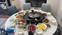 SHANDIANSHUI 電燒烤爐鴛鴦電火鍋涮烤一體鍋烤肉鍋 燒烤火鍋兩用雙控 不沾電烤盤(pán) 【鴛鴦鍋】52cm紅色【全可拆卸】贈26件套 2層 曬單實(shí)拍圖