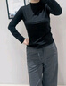 婷美（GRACEWELL）半高領(lǐng)女士打底衫女秋冬季內搭長(cháng)袖修身高彈打底內衣薄款上衣QS 曬單實(shí)拍圖