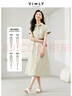 梵希蔓休閑通勤連衣裙女2025年夏新款收腰顯瘦襯衫純棉裙子 豆綠色 L 曬單實(shí)拍圖