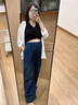 十月媽咪孕婦牛仔褲2025秋新款外穿直筒牛仔褲無(wú)托腹側(cè)抽腰闊腿褲深藍(lán)色L 曬單實(shí)拍圖