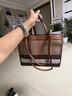塔馳密司真皮格子托特包女新款潮時(shí)尚百搭情人節手提單肩斜挎包 棕色 曬單實(shí)拍圖