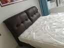 索菲亞輕奢真皮床主臥室大床1.8米x2米皮藝床2米雙人床 勞倫斯床+床墊-1.8M-棕色 曬單實(shí)拍圖