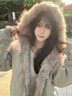 托瑪菲連帽毛領(lǐng)羽絨棉服女冬季2025新款棉衣棉襖學(xué)生短款派克服外套加厚 米灰色 S 曬單實(shí)拍圖