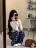 蕓蕁外套女溫柔豎條紋圓領(lǐng)開衫毛衣秋冬季短款外搭甜美清新針織衫上衣 米白色 S 建議70-95斤 曬單實(shí)拍圖